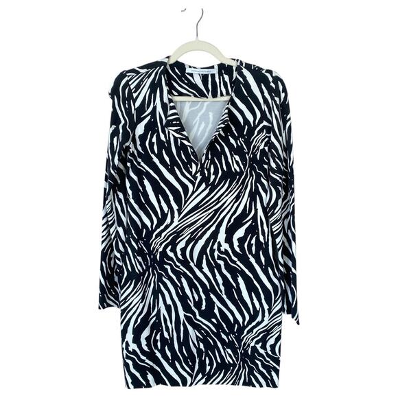 DIANE VON FURSTENBERG Reina Long Sleeve Zebra Print Dress Size 8 Animal Print - Picture 2 of 9